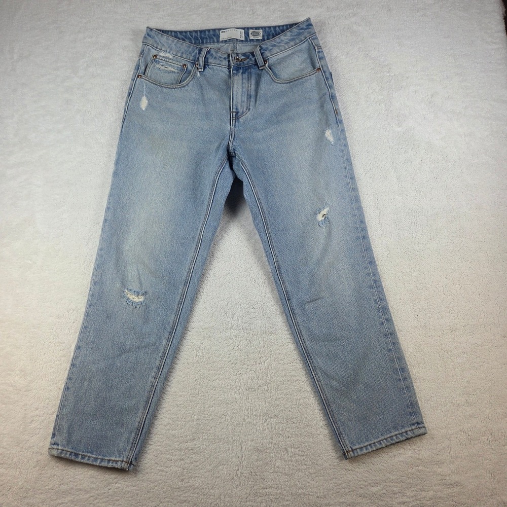 ASOS DESIGN Womens Light Wash Distressed Straight Leg Jeans W30 L30 Cone Denim